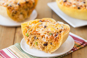 Chicken Enchilada Stuffed Spaghetti Squash