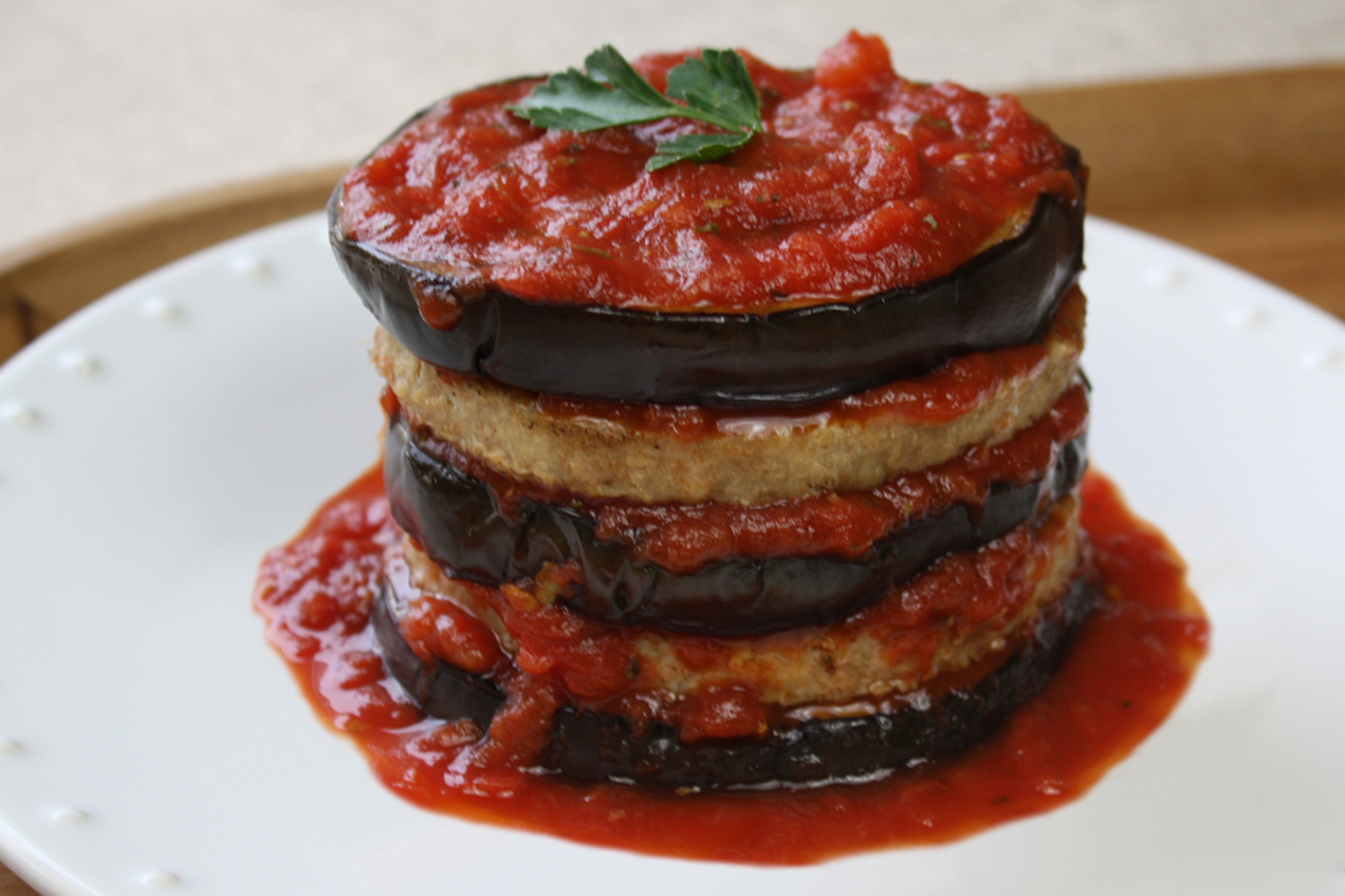 Saucy Eggplant Patty Tower Hungry Girl
