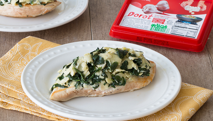 Hungry-Girl Video: Spinach & Artichoke Chicken (Sponsored by Dorot)