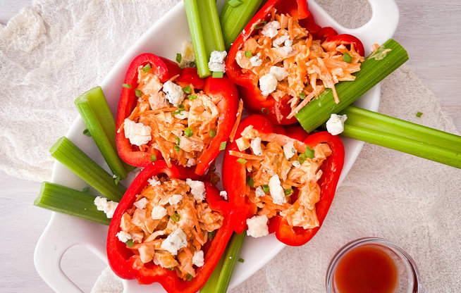 Buffalo Chicken Bell Pepper Boats