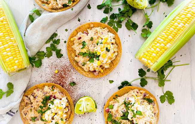 Mexican Street Corn Chicken Smashed Tacos