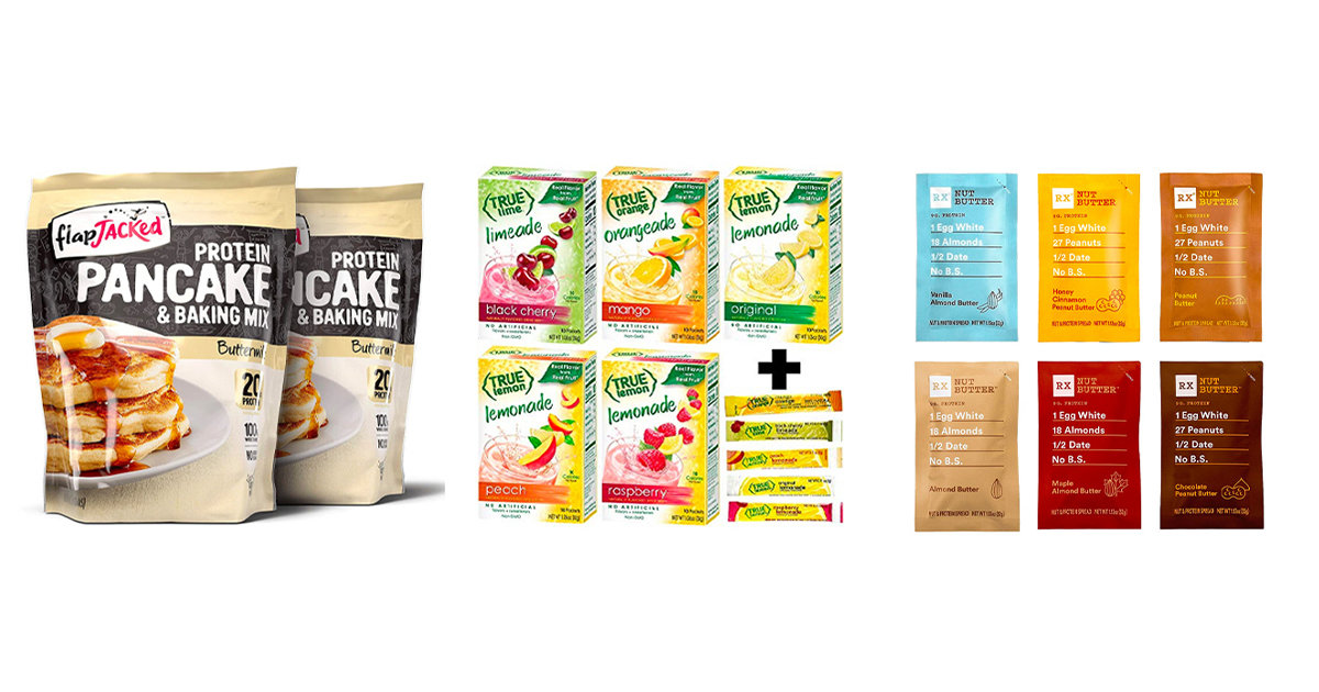 Amazon Favorites HighProtein Pancake Mix, LowSugar Drink Mixes, Natural Nut Butter Packets