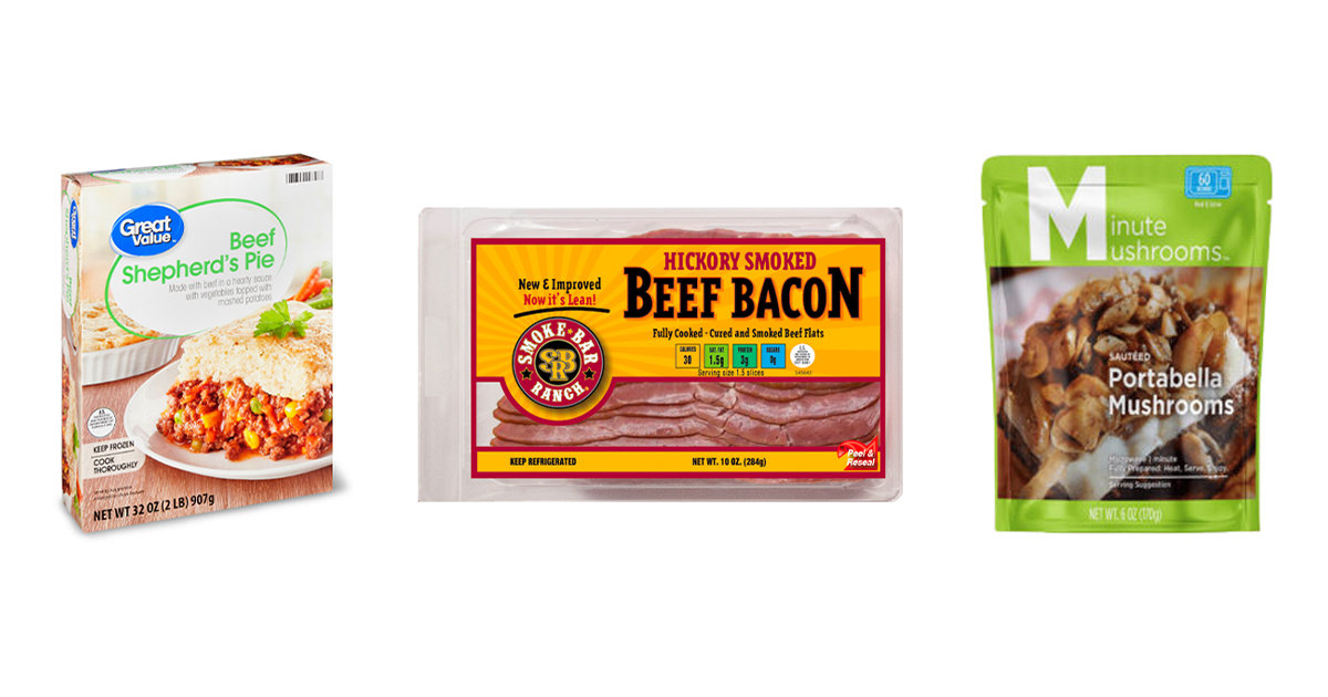 Walmart Food Finds Lean Beef Bacon Frozen Shepherd s Pie Microwave in Bag Saut ed Mushrooms 