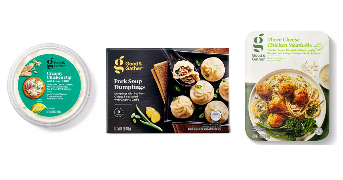 Healthy Food Finds at Target Soup Dumplings, Creamy Chicken Dip, Chicken Meatballs Hungry Girl