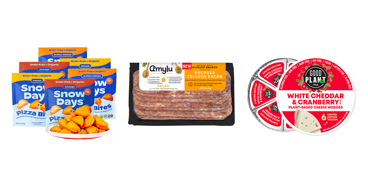 Healthy Pizza Bites, Best Chicken Bacon, PlantBased Cheese Wedges