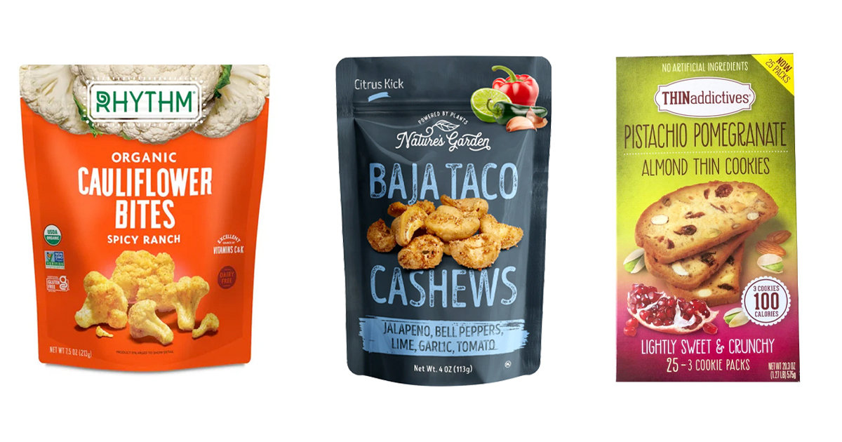 Healthy Foods at Costco Spicy Ranch Cauliflower Bites, Taco Cashews, 100Calorie Biscotti Packs