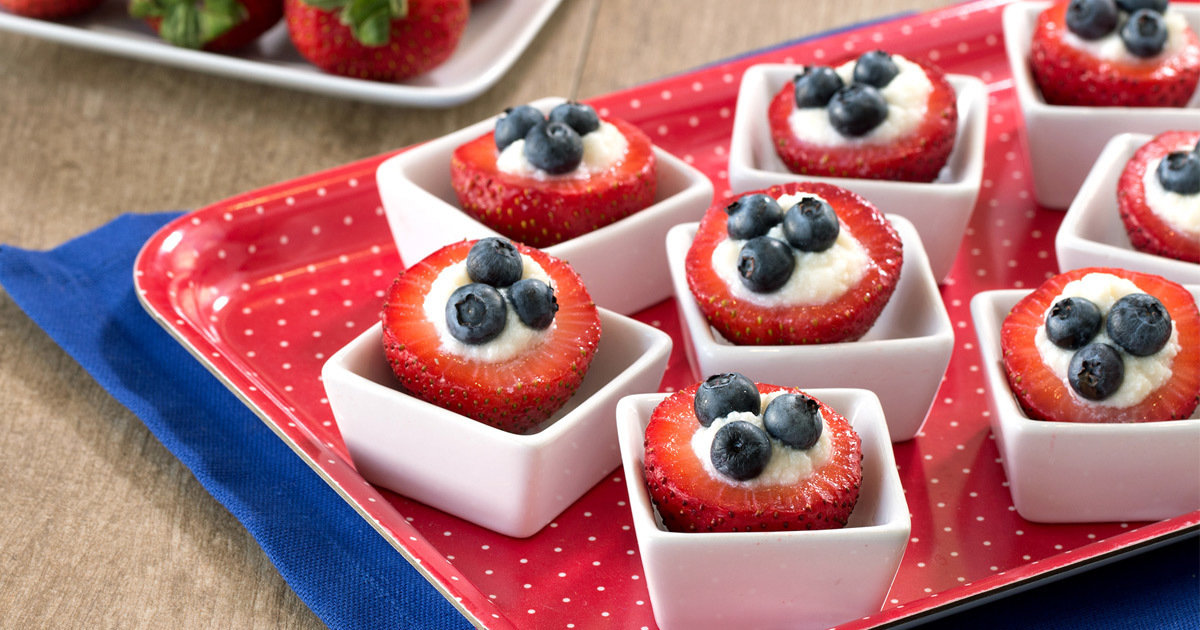 Healthy Red, White & Blueberry Stuffed Strawberries Recipe for 4th of