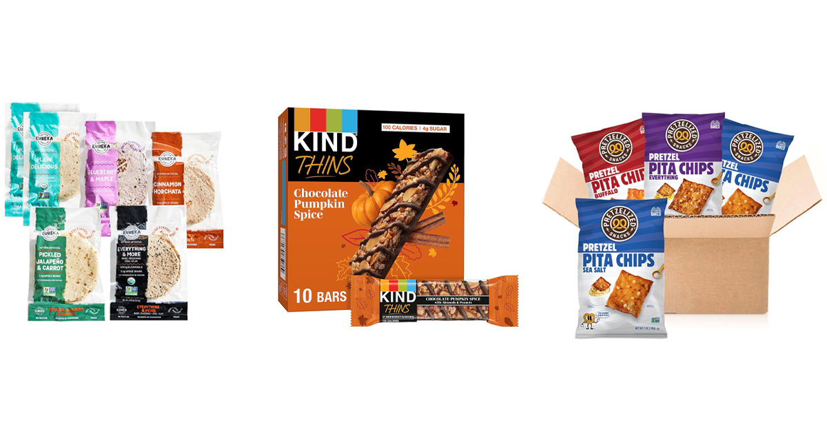 Seasonal Fall Nut Snack Bars, Pretzel Pita Chips, Sweet & Savory