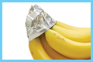 Wrap banana crowns for longer-lasting bananas.