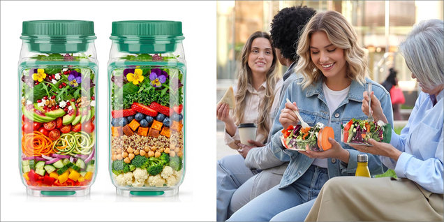 Salad Jar with Side Opening & Dressing Cup