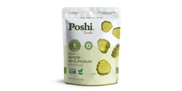 Poshi Snacks Premium Sliced Dill Pickles with Sea Salt