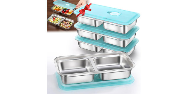 Dual-Compartment Stainless Steel Snack Box Containers