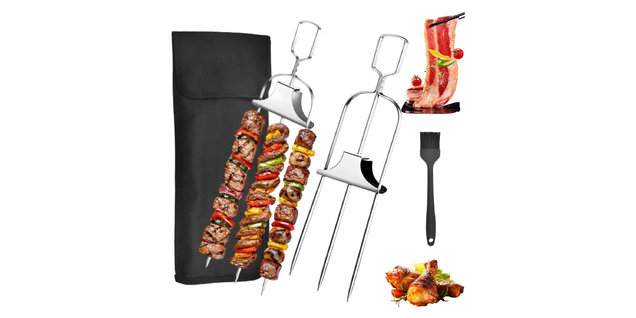 3-Prong Stainless Steel BBQ Skewers Set