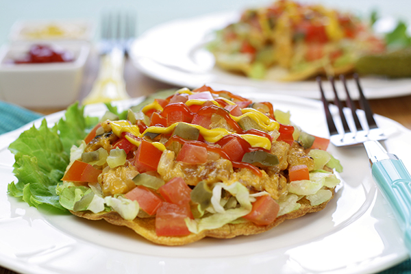 Cheeseburger Tostadas | Hungry Girl