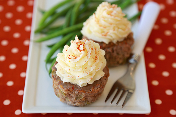 Mashie-Topped Meatloaf Cupcakes | Hungry Girl