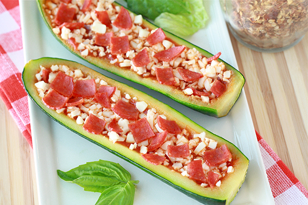 Zucchini Pizza Boats | Hungry Girl