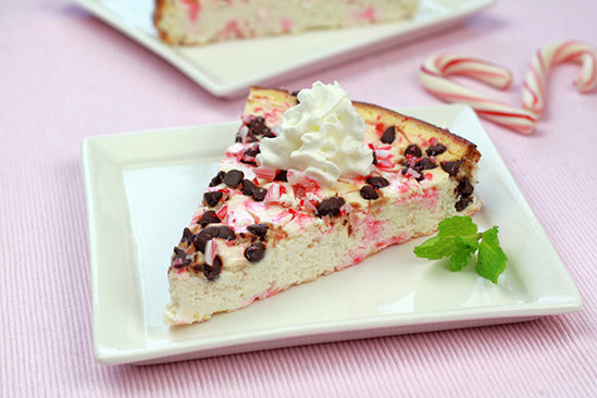 Chocolate Chip Candy Cane Cheesecake