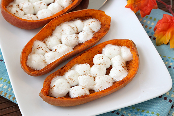 Toasty Marshmallow Sweet Potato Skins | Hungry Girl