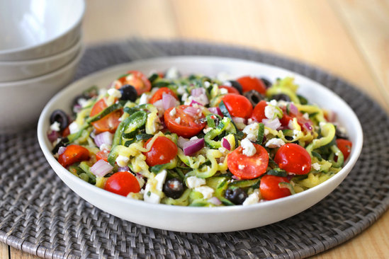 Hungry Girl's Healthy Great Greek Zucchini-Spiral Salad Recipe