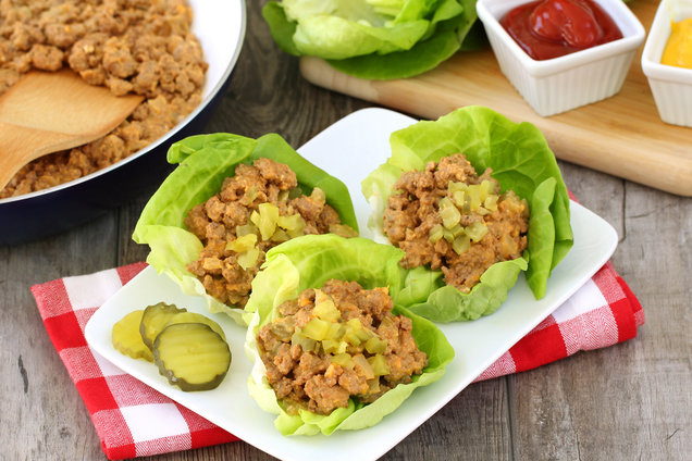 Hungry Girl's Healthy Cheeseburger Lettuce Wraps Recipe