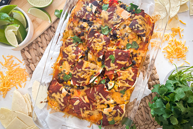 Hungry Girl Healthy Chicken & Veggie Enchilada Casserole Recipe