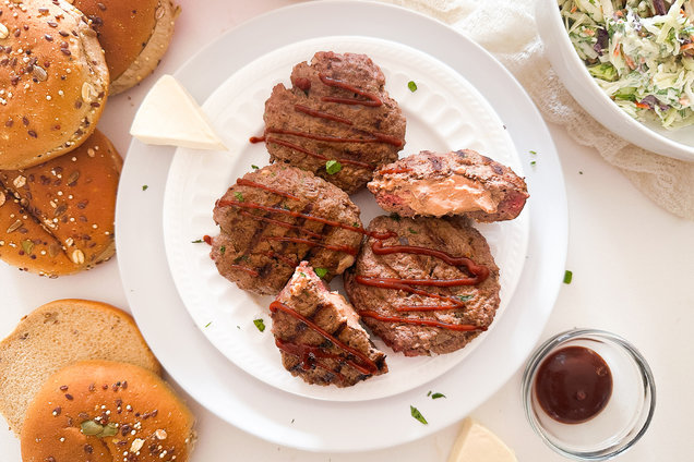 Hungry Girl Healthy Cheesy Cheesy BBQ Burgers Recipe