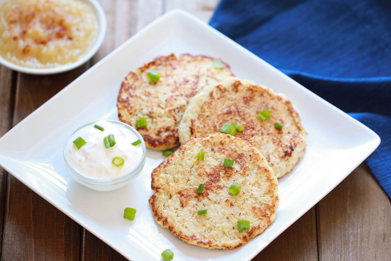 Healthy Potato Pancakes Recipe for Two Made with Cauliflower Rice