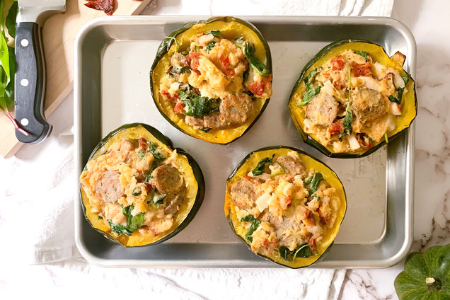 Hungry Girl's Healthy Best-Ever Sausage-Stuffed Squash Recipe