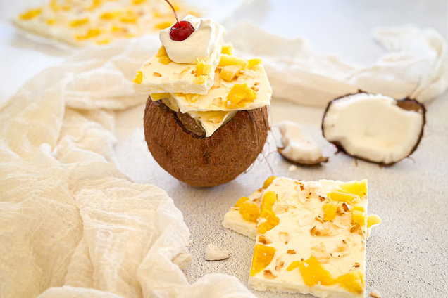 Hungry Girl Healthy Piña Colada Fro-Yo Bark Recipe