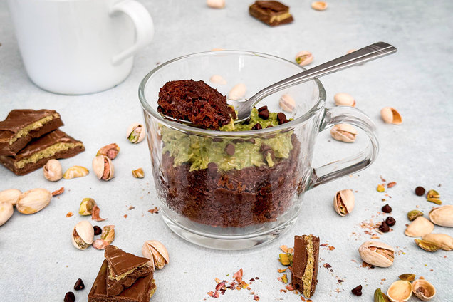 Hungry Girl Healthy Dubai Chocolate Cake in a Mug Recipe