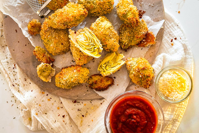 Hungry Girl Healthy Crispy Parmesan Artichoke Hearts Recipe