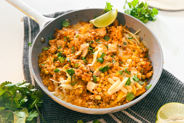 Hungry Girl Healthy Salsa Chicken & Cauliflower Rice Skillet Recipe