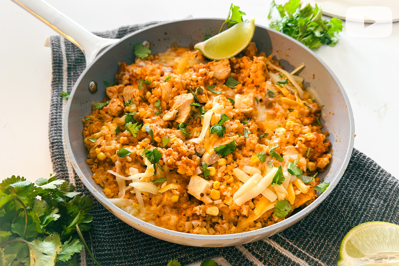 Hungry Girl Healthy Salsa Chicken & Cauliflower Rice Skillet Recipe