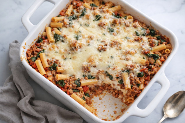 Hungry Girl Healthy Make-Ahead High-Protein Baked Ziti Recipe