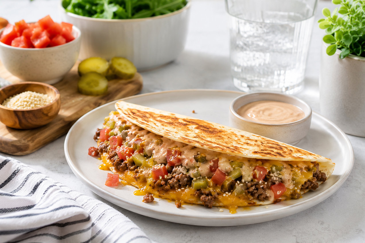 Super-Stuffed Grilled Cheeseburger Taco