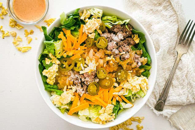 Hungry Girl Healthy Jalapeño Popper Burger Bowl Recipe